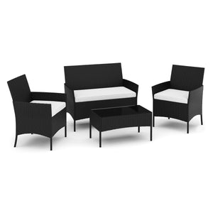 Gartenset Rattan MOLDE schwarz/beige