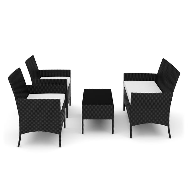 Gartenset Rattan MOLDE schwarz/beige