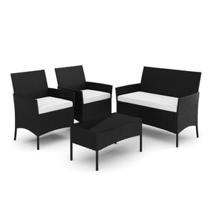 Gartenset Rattan MOLDE schwarz/beige