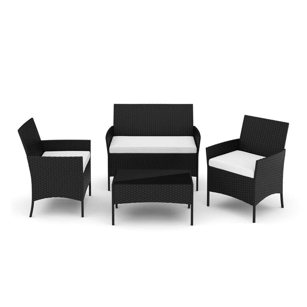 Salon de jardin en rotin MOLDE, noir/beige