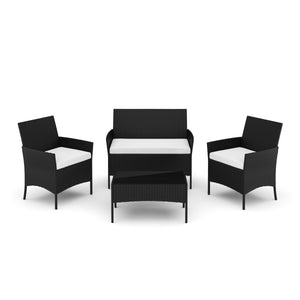 Gartenset Rattan MOLDE schwarz/beige