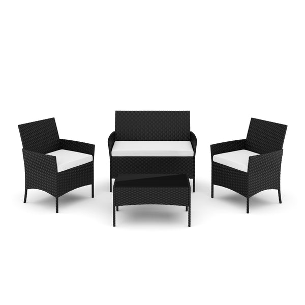 Gartenset Rattan MOLDE schwarz/beige