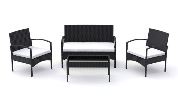 Gartenset CATANIA Rattan schwarz