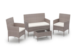 Gartenset Rattan MALIA hellbraun/weiss
