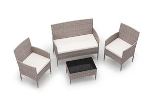 Gartenset Rattan MALIA hellbraun/weiss