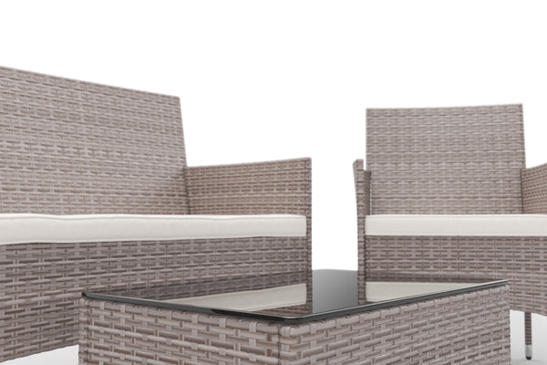 Gartenset Rattan MALIA hellbraun/weiss