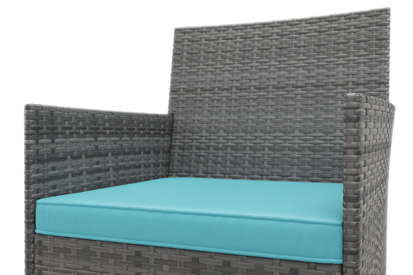Gartenset Rattan MALIA grau/türkis