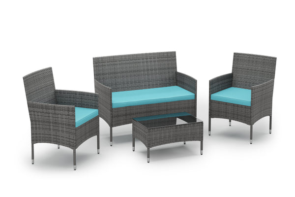 Gartenset Rattan MALIA grau/türkis