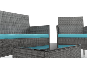 Gartenset Rattan MALIA grau/türkis