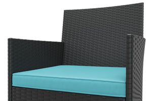 Gartenset Rattan MALIA schwarz/türkis