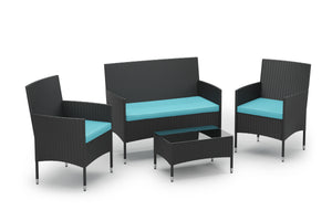 Gartenset Rattan MALIA schwarz/türkis