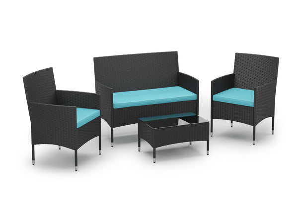 Gartenset Rattan MALIA schwarz/türkis