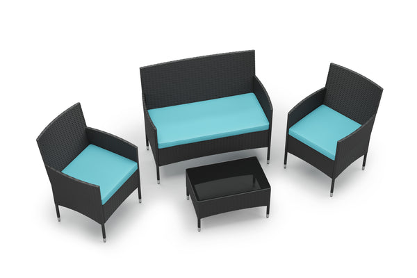 Gartenset Rattan MALIA schwarz/türkis
