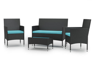 Gartenset Rattan MALIA schwarz/türkis