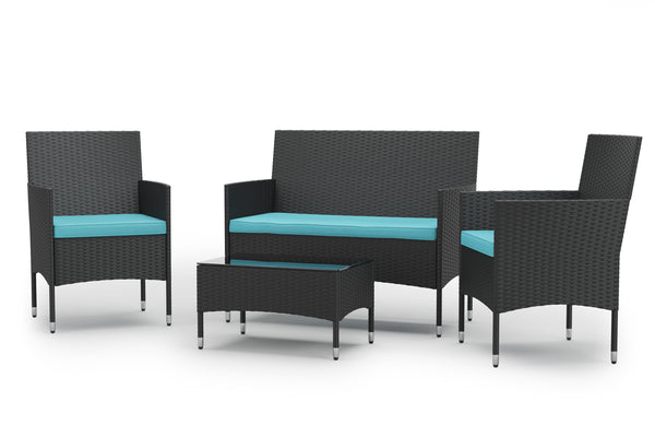Gartenset Rattan MALIA schwarz/türkis