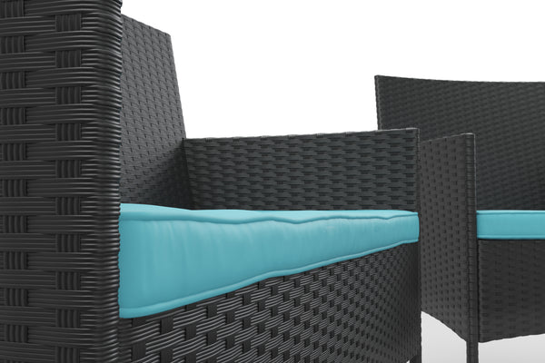 Gartenset Rattan MALIA schwarz/türkis