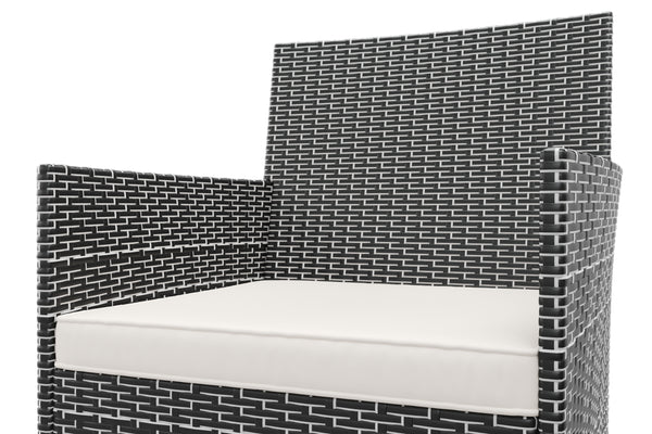 Gartenset Rattan MALIA schwarz-weiss/weiss