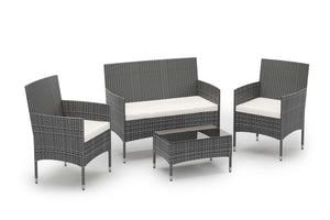 Gartenset Rattan MALIA schwarz-weiss/weiss