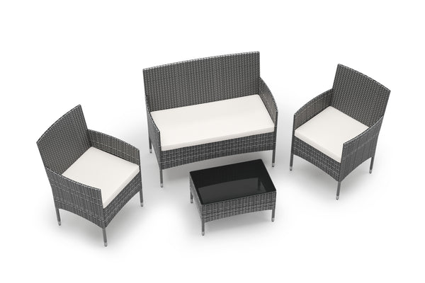 Gartenset Rattan MALIA schwarz-weiss/weiss