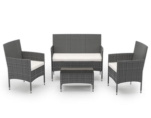 Gartenset Rattan MALIA schwarz-weiss/weiss