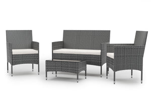 Gartenset Rattan MALIA schwarz-weiss/weiss