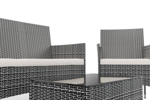 Gartenset Rattan MALIA schwarz-weiss/weiss