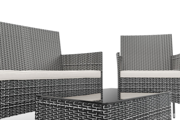 Gartenset Rattan MALIA schwarz-weiss/weiss