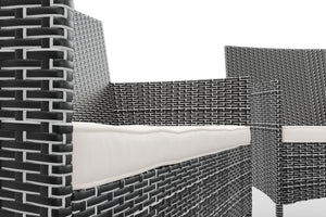 Gartenset Rattan MALIA schwarz-weiss/weiss