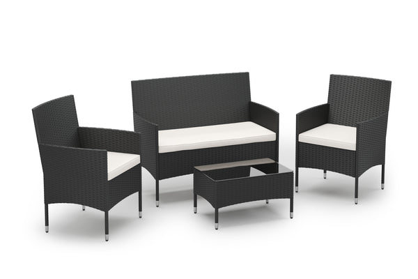 Gartenset MALIA Rattan schwarz