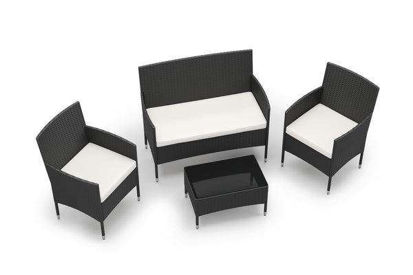 Gartenset MALIA Rattan schwarz