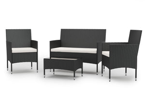 Gartenset MALIA Rattan schwarz