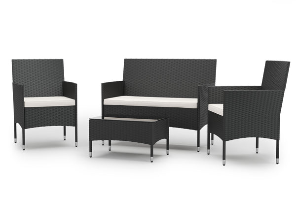 Gartenset MALIA Rattan schwarz