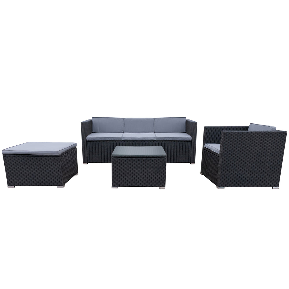 Ensemble de salon en rotin SALERNO anthracite
