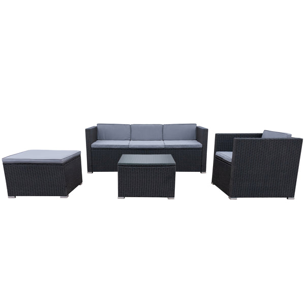 Rattanlounge Set SALERNO anthrazit
