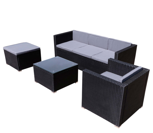 Rattanlounge Set SALERNO anthrazit