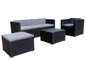 Rattanlounge Set SALERNO anthrazit