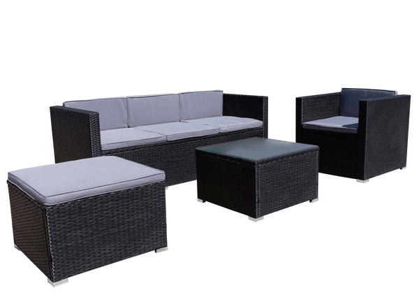 Rattanlounge Set SALERNO anthrazit