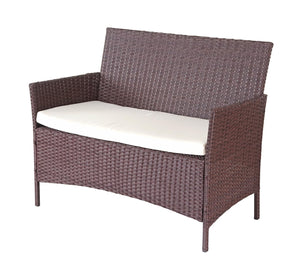 Gartensitzgruppe Rattan Lounge 7tlg. braun-meliert mit Kissen creme