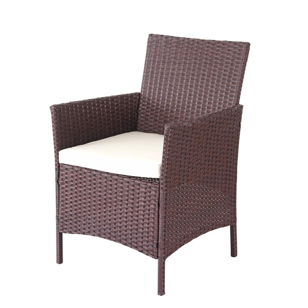 Gartensitzgruppe Rattan Lounge 7tlg. braun-meliert mit Kissen creme