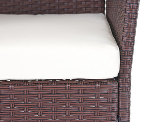 Gartensitzgruppe Rattan Lounge 7tlg. braun-meliert mit Kissen creme