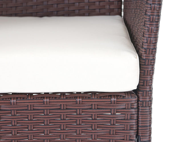 Gartensitzgruppe Rattan Lounge 7tlg. braun-meliert mit Kissen creme
