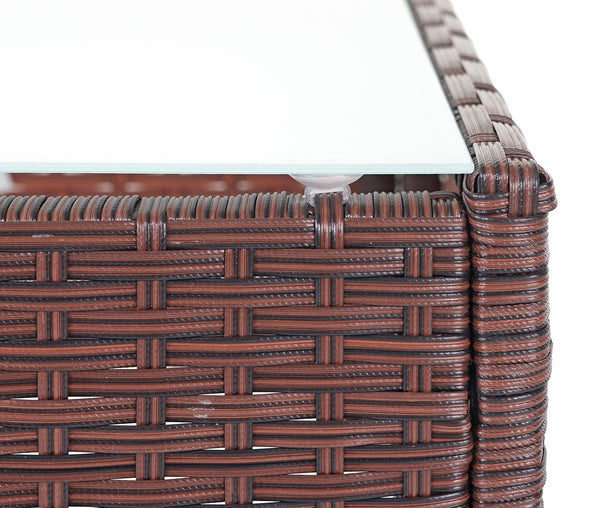 Gartensitzgruppe Rattan Lounge 7tlg. braun-meliert mit Kissen creme