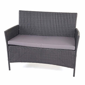 Gartensitzgruppe Rattan Lounge 7tlg. schwarz mit Kissen anthrazit