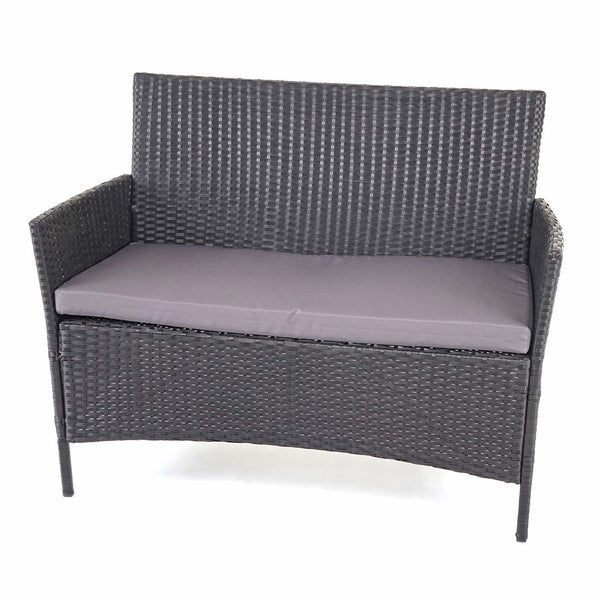 Gartensitzgruppe Rattan Lounge 7tlg. schwarz mit Kissen anthrazit