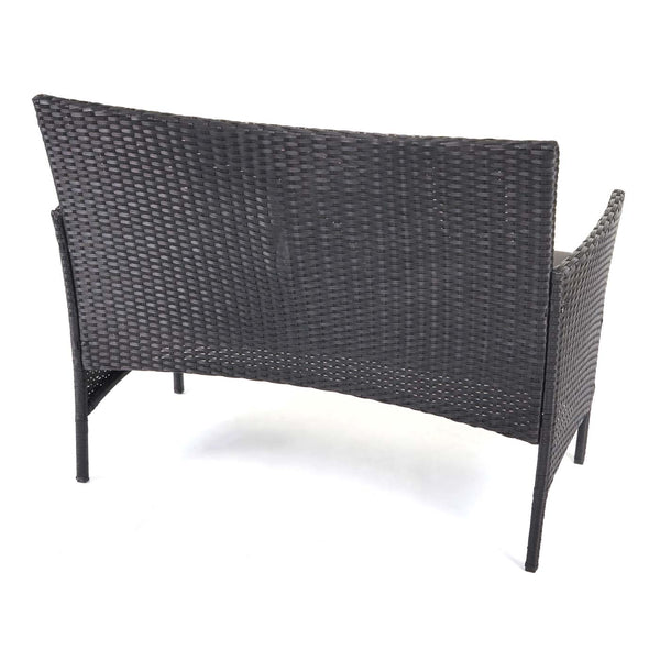 Gartensitzgruppe Rattan Lounge 7tlg. schwarz mit Kissen anthrazit
