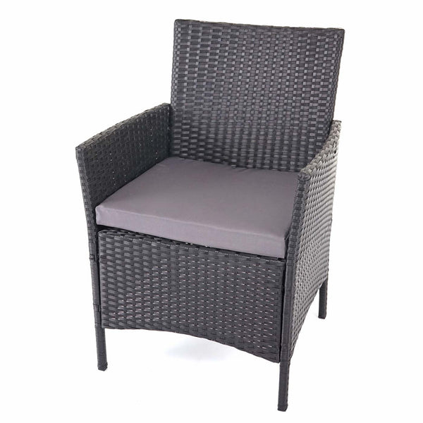 Gartensitzgruppe Rattan Lounge 7tlg. schwarz mit Kissen anthrazit