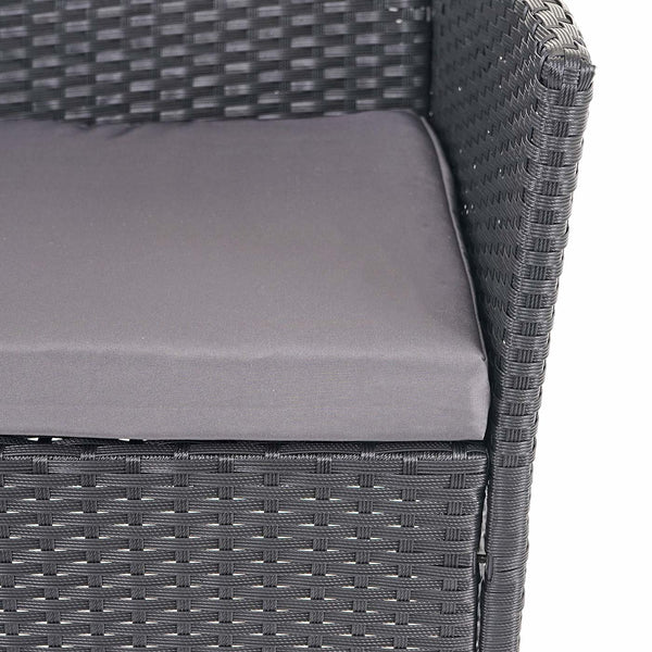 Gartensitzgruppe Rattan Lounge 7tlg. schwarz mit Kissen anthrazit
