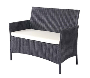 Gartensitzgruppe Rattan Lounge 7tlg. schwarz mit Kissen creme