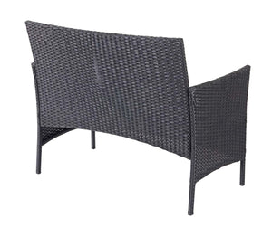 Gartensitzgruppe Rattan Lounge 7tlg. schwarz mit Kissen creme