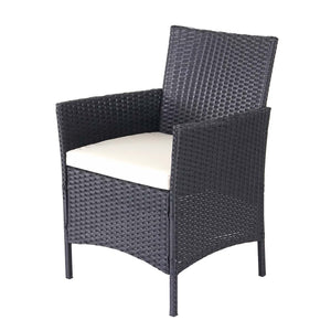 Gartensitzgruppe Rattan Lounge 7tlg. schwarz mit Kissen creme